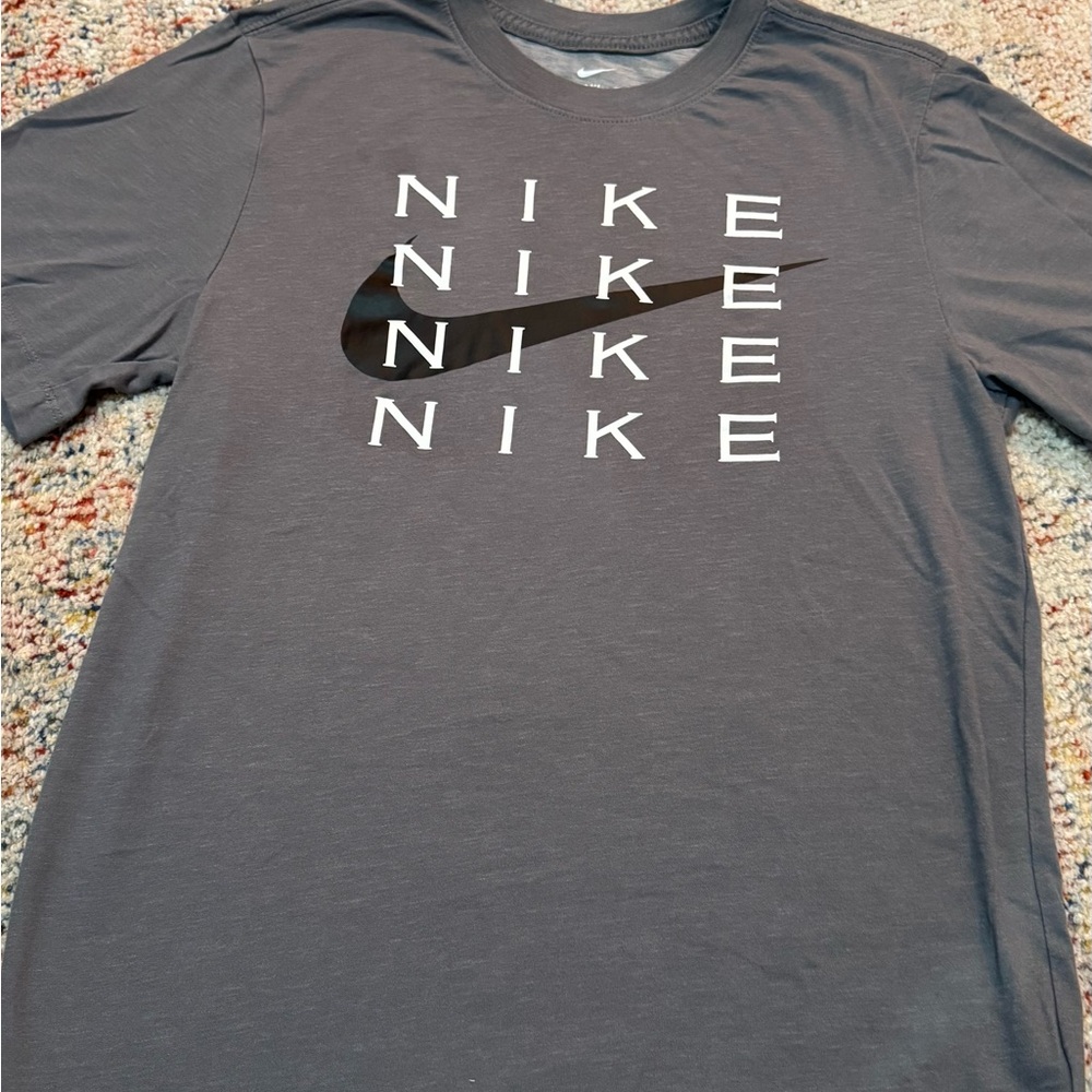 Nike Gray Short Sleeve Tee with Black and White Logo